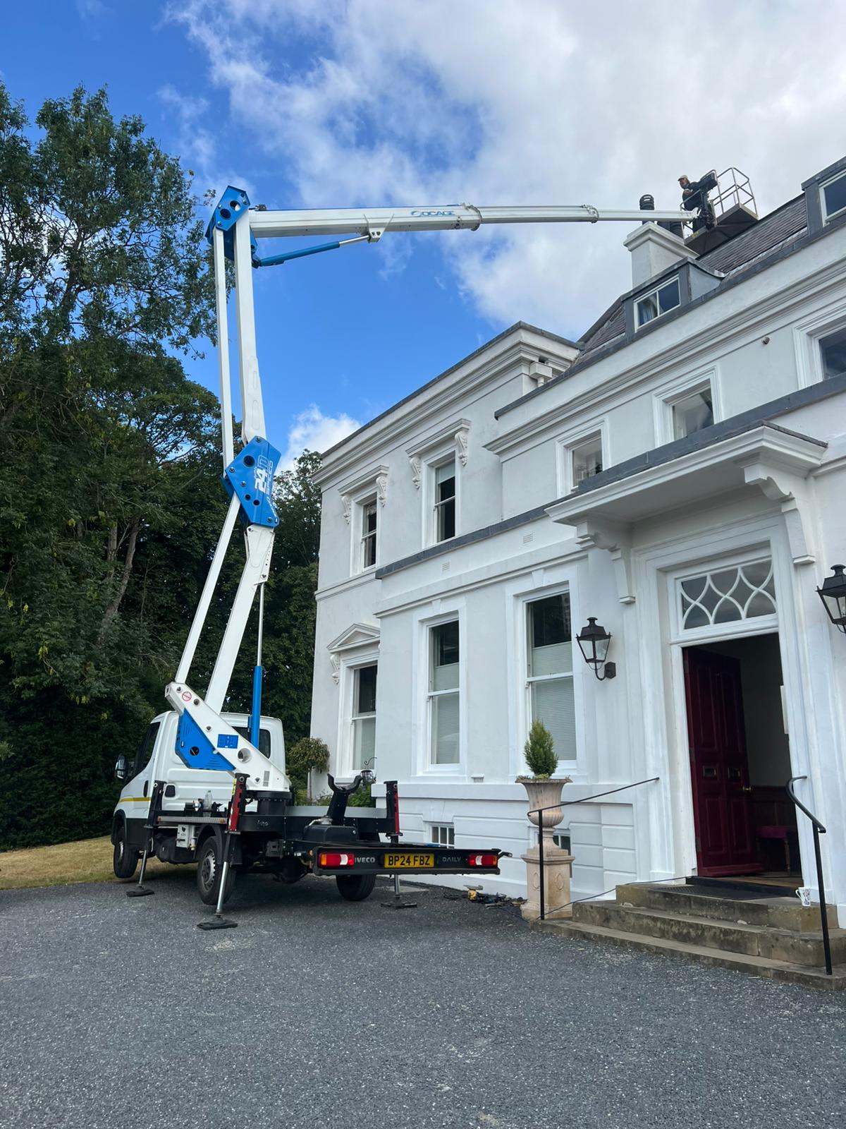 Chimney repair from cherry picker in St Neots